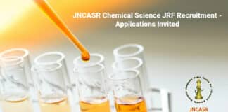 JNCASR Chemical Science JRF Recruitment - Applications Invited