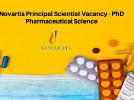 Novartis Principal Scientist Vacancy - PhD Pharmaceutical Science