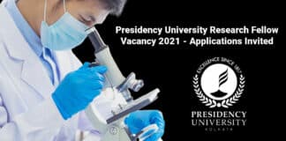 Presidency University Research Fellow Vacancy 2021 - Applications Invited
