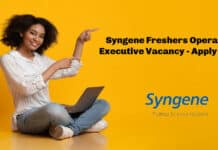 Syngene Freshers Operations Executive Vacancy - Apply Online