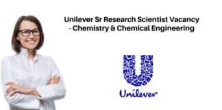 Unilever Sr Research Scientist Vacancy - Chemistry & Chemical Engineering