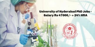 University of Hyderabad PhD Jobs - Salary Rs 47000_- + 24% HRA