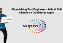 Wipro Hiring Test Engineers - MSc & PhD Chemistry Candidates Apply