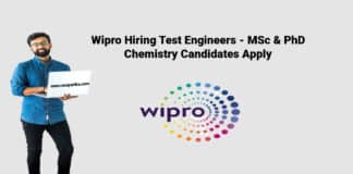 Wipro Hiring Test Engineers - MSc & PhD Chemistry Candidates Apply