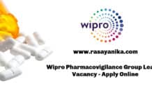 Wipro Pharmacovigilance Group Leader Vacancy - Apply Online