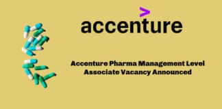 Accenture Pharma Management Level Associate Vacancy Announced
