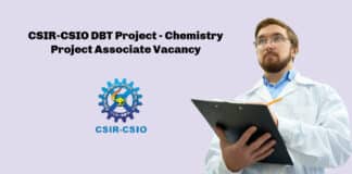 CSIR-CSIO DBT Project - Chemistry Project Associate Vacancy