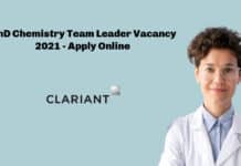 Clariant Chemistry Team Leader Vacancy 2021 - Apply Online