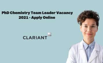 Clariant Chemistry Team Leader Vacancy 2021 - Apply Online