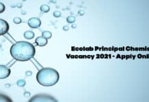 Ecolab Principal Chemist Vacancy 2021 - Apply Online