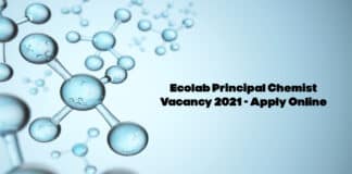 Ecolab Principal Chemist Vacancy 2021 - Apply Online