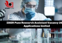 IISER Pune Research Assistant Vacancy 2021 - Applications Invited