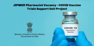 JIPMER Pharmacist Vacancy - COVID Vaccine Trials Support Unit Project