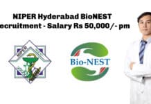 NIPER Hyderabad BioNEST Recruitment - Salary Rs 50,000/- pm