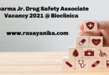 Pharma Jr. Drug Safety Associate Vacancy 2021 @ Bioclinica