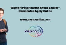 Wipro Hiring Pharma Group Leader - Candidates Apply Online