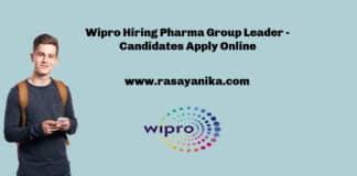 Wipro Hiring Pharma Group Leader - Candidates Apply Online