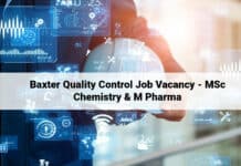 Baxter Quality Control Job Vacancy - MSc Chemistry & M Pharma