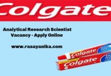 Colgate Analytical Research Scientist Vacancy - Apply Online