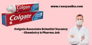 Colgate Associate Scientist Vacancy - Chemistry & Pharma Job
