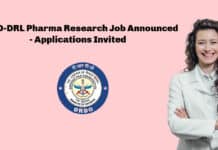 DRDO-DRL Pharma Research Job Announced - Applications Invited