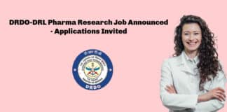 DRDO-DRL Pharma Research Job Announced - Applications Invited