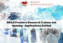 DRILS Freshers Research Trainee Job Opening - Applications Invited