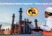 Gail Ltd Chemical Senior Engineer Vacancy - Salary up to 1.8 Lakh