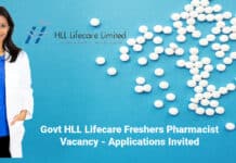 Govt HLL Lifecare Freshers Pharmacist Vacancy - Applications Invited