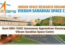 Govt ISRO-VSSC Announces Apprentices Vacancy - Vikram Sarabhai Space Centre