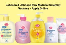 Johnson & Johnson Raw Material Scientist Vacancy - Apply Online