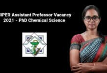 NIPER Assistant Professor Vacancy 2021 - PhD Chemical Science