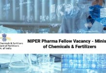 NIPER Pharma Fellow Vacancy - Ministry of Chemicals & Fertilizers