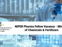 NIPER Pharma Fellow Vacancy - Ministry of Chemicals & Fertilizers