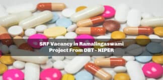 SRF Vacancy in Ramalingaswami Project From DBT - NIPER