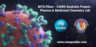 BITS Pilani - CSIRO Australia Project - Pharma & Medicinal Chemistry Job