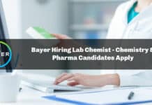 Bayer Hiring Lab Chemist - Chemistry & Pharma Candidates Apply