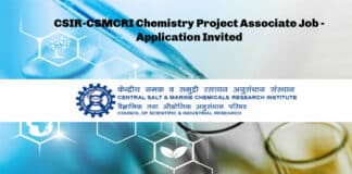 CSIR-CSMCRI Chemistry Project Associate Job - Application Invited