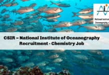 CSIR – National Institute of Oceanography Recruitment - Chemistry Job