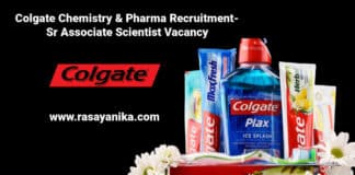 Colgate Chemistry & Pharma Recruitment- Sr Associate Scientist Vacancy
