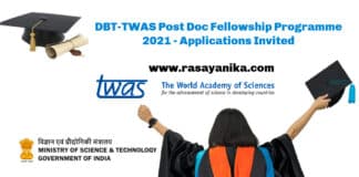 DBT-TWAS Post Doc Fellowship Programme 2021 - Applications Invited