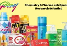 Godrej Chemistry & Pharma Job Opening - Research Scientist