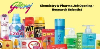 Godrej Chemistry & Pharma Job Opening - Research Scientist