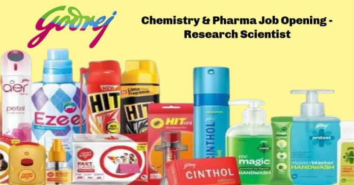 Godrej Chemistry & Pharma Job Opening - Research Scientist