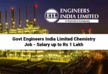 Govt Engineers India Limited Chemistry Job - Salary up to Rs 1 Lakh