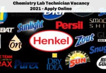 Henkel Chemistry Lab Technician Vacancy 2021 - Apply Online