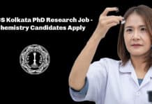 IACS Kolkata PhD Research Job - Chemistry Candidates Apply