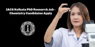IACS Kolkata PhD Research Job - Chemistry Candidates Apply