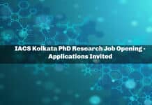 IACS Kolkata PhD Research Job Opening - Applications Invited