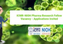 ICMR-NIOH Pharma Research Fellow Vacancy - Applications Invited